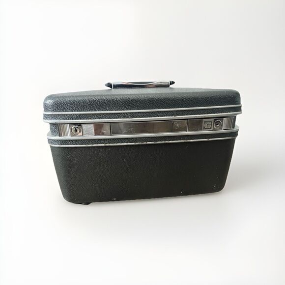 Vintage SAMSONITE Silhouette Vanity Beauty Train Case Dark GRAY 1960's - Picture 9 of 13
